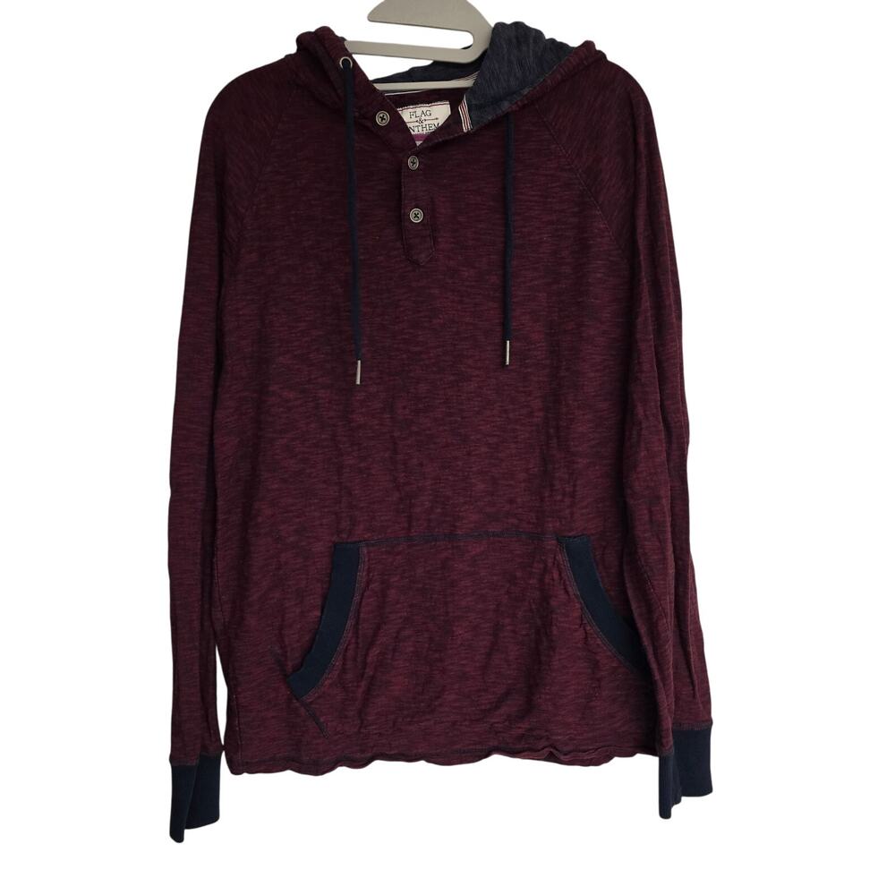 Men's Flag & Anthem Heathered Maroon Lightweight Pullover Hoodie | Size Medium